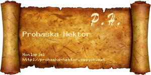 Prohaska Hektor névjegykártya